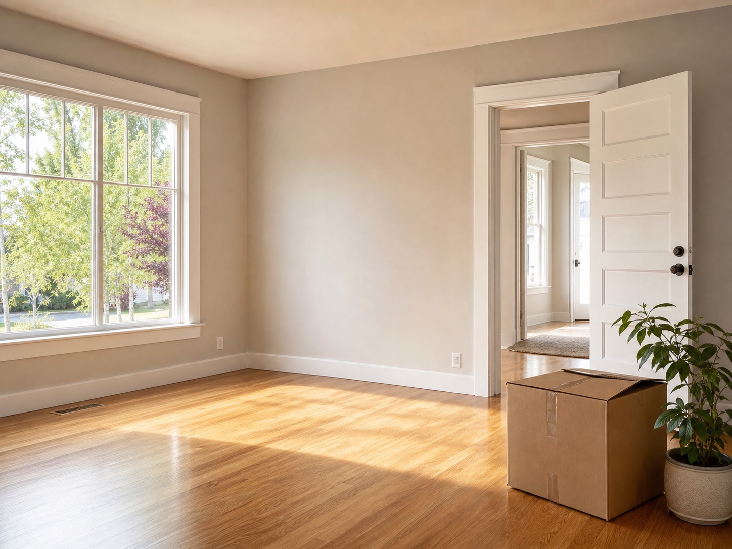 Sunlit empty room illustrating move-in and move-out cleaning